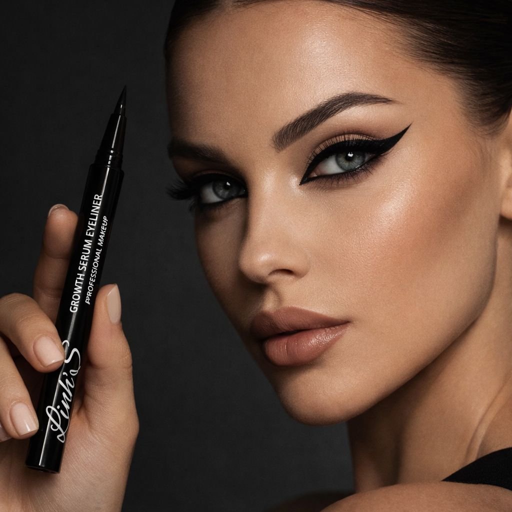 Linh’s Growth Serum Eyeliner – 2-in-1 Lash Growth Eyeliner Pen, Waterproof Smudge-Proof, Ultra-Fine Tip, Bold Black Professional Makeup