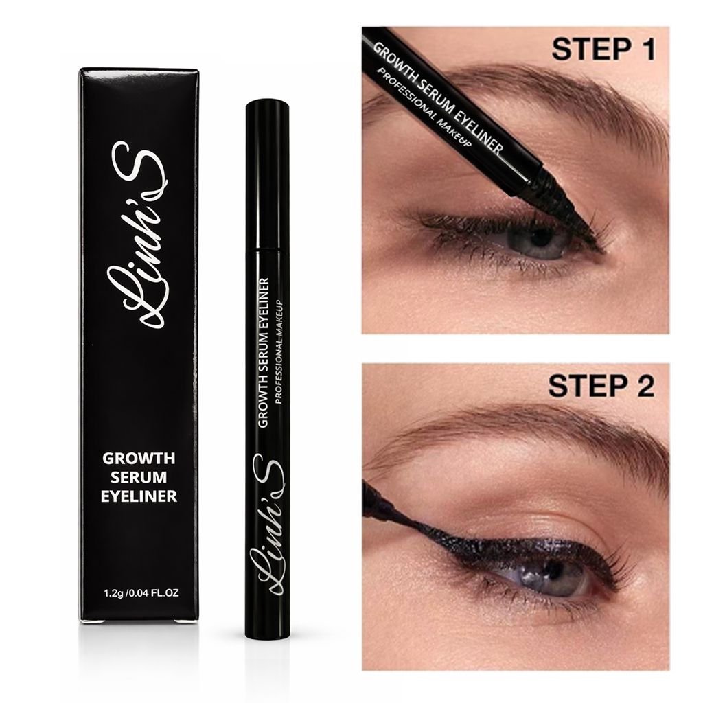 Linh’s Growth Serum Eyeliner – 2-in-1 Lash Growth Eyeliner Pen, Waterproof Smudge-Proof, Ultra-Fine Tip, Bold Black Professional Makeup - Image 3