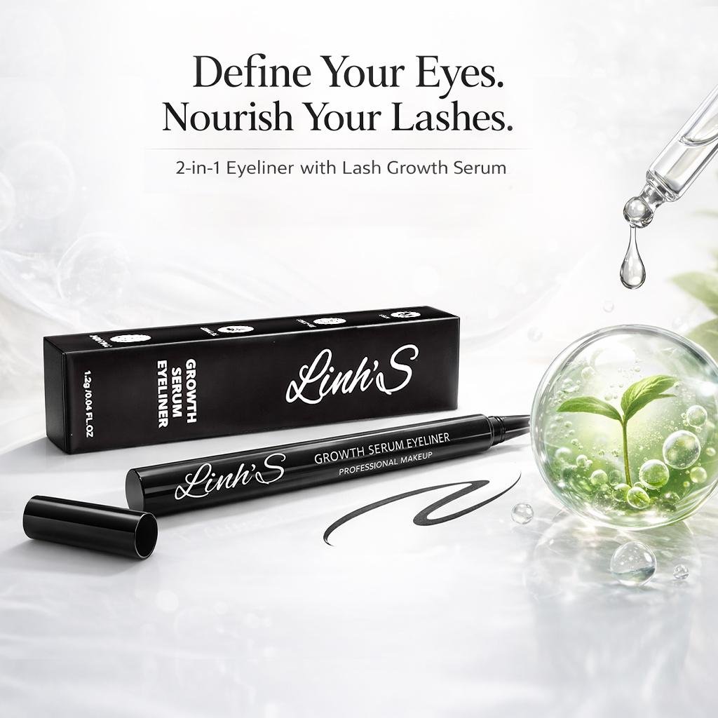 Linh’s Growth Serum Eyeliner – 2-in-1 Lash Growth Eyeliner Pen, Waterproof Smudge-Proof, Ultra-Fine Tip, Bold Black Professional Makeup - Image 5